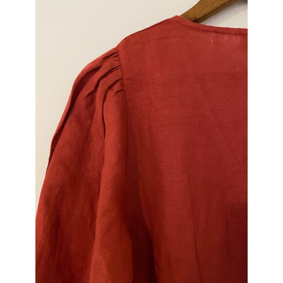 Saint Helena Revolve Burnt Orange Cleo Mini Dress Long Sleeve Button Front EUC S - Picture 10 of 11